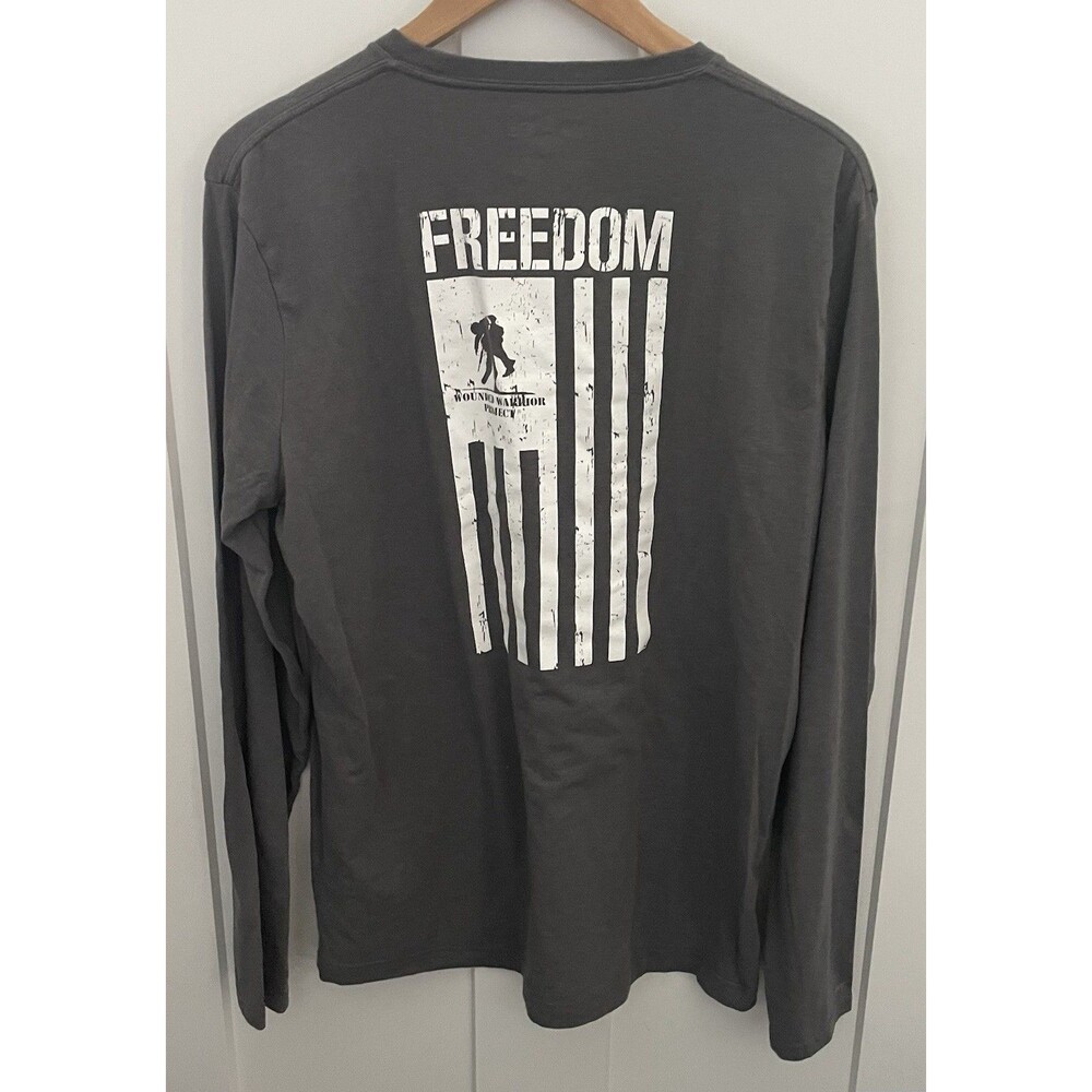Under Armour Freedom Flag Wounded Warrior Men’s Gray Long Sleeve Large HeatGear